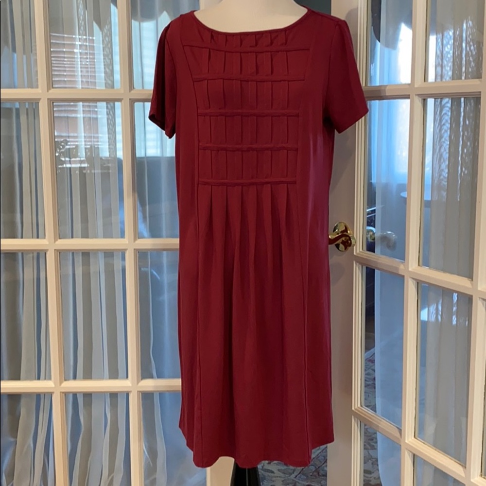 LAST CHANCE! NWT, J.Jill Wearever Short Sleeve Dress, Berry, MP